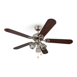 Klarstein Charleston, 60W, stropný ventilátor s tromi svietidlami, 122cm, drevené ramená, nehrdzavejúca oceľ