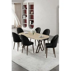 Hanah Home Trpezarijski set, 7 komada, Crni