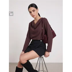 Sinsay - Bluza sa drapiranim izrezom - maroon