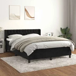shumee Box spring posteljni z vzmetnico črn 140x190 cm žamet