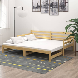 VIDAXL izvlečna dnevna postelja trdna borovina 2x(90x200) cm