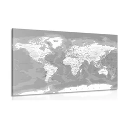 Slika stilski črnobel zemljevid sveta - 150x100