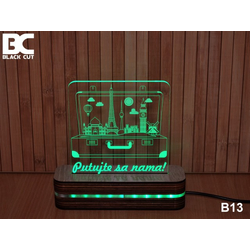 Black Cut 3D Lampa sa 9 različitih boja i daljinskim upravljačem - Putujte sa nama ( B13 )
