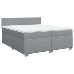 Vidaxl Box spring postelja z vzmetnico svetlo siva 200x200 cm blago