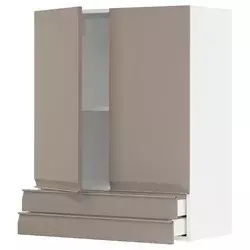 METOD / MAXIMERA Zidni ormarić s 2 vrata/2 fioke, bela/Upplöv tamnobež, mat, 80x100 cm