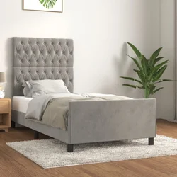 Okvir kreveta bez madraca svjetlosivi 100x200 cm baršunasti