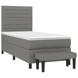 Vidaxl Box spring postelja z vzmetnico temno siva 100x200 cm blago