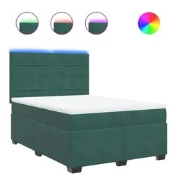 Vidaxl Box spring postelja z vzmetnico temno zelena 160x200 cm žamet