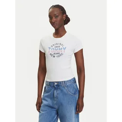 Tommy Jeans Majica DW0DW21421 Kremna Slim Fit