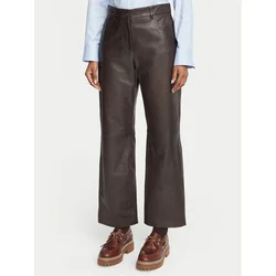 Weekend Max Mara Usnjene hlače Deserto 2625436012 Temno rjava Regular Fit
