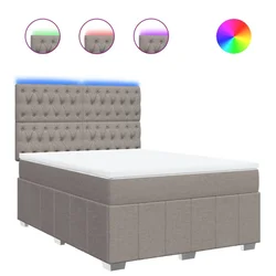 Vidaxl Box spring postelja z vzmetnico taupe 140x190 cm blago