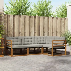 Set vanjskih sofa 4 kom. Prirodna i svijetlo siva