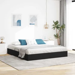 Otomanski krevet s pohranom Crna 160 x 200 cm Baršun