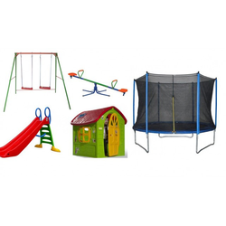 Dečiji komplet za dvorište ( Playground 1A ) Trambolina + Ljuljaška + Kućica + Tobogan + Klackalica