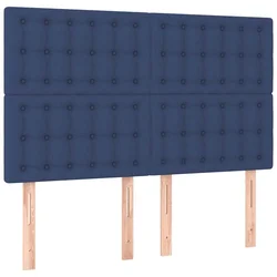 Vidaxl Vzglavje postelje modro 144x5x118/128 cm blago