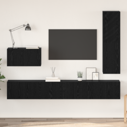 Set TV komoda s ladicama 4 pcs Crni hrast Konstruirano drvo