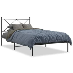 Vidaxl Kovinski posteljni okvir z vzglavjem črn 100x190 cm
