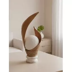 Bali - Ručni rad Lampa, Palmin list, Belo-smeđa