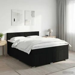 vidaXL Postelja boxspring z vzmetnico Črna 140 x 200 cm Blago