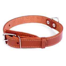 Usnjena pasja ovratnica - 48-63 cm, 35 mm - rjava