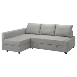 FRIHETEN Ugaona sofa ležaj s odlaganjem, Faringe svetlosiva
