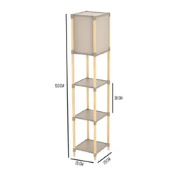 Lampa podna drvena sa 3 sloja pvc polica 133x25x29cm