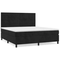 Vidaxl Box spring postelja z vzmetnico črna 180x200 cm žamet