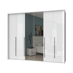 JELA Plakar sa dva ogledala P6A-2OG/PN - kolekcija Piano - Kristalno bela/Kristalno Bela HG Lak - 277x226x60 cm