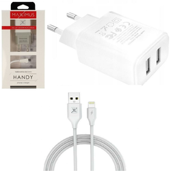 Maxximus mrežni punjač + kabel - 2.1A Lightning - 2x USB - Bijela KP32814