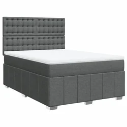 Vidaxl Box spring posteljni z vzmetnico temno siv 140x190 cm blago