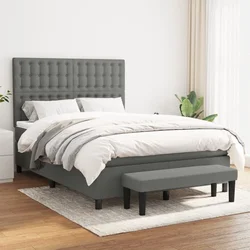 shumee Box spring postelja z vzmetnico temno siva 140x200 cm blago