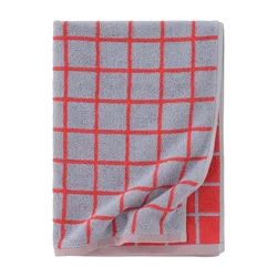 Rdeča/svetlo modra bombažna brisača 50x70 cm Grid – Jotex