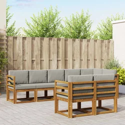 Set vanjskih sofa 8 kom. Prirodna i svijetlo siva
