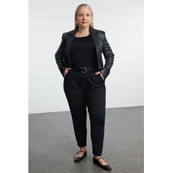 Trendyol Curve Black Carrot Fit Knitted Plus Size Trousers