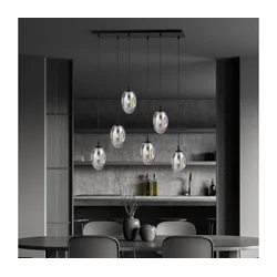 Luster na sajli ASTRAL 6xE14/10W/230V crna/zadimljena