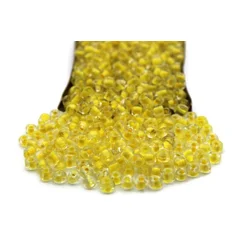 Kašaste perle (seed beads) 4 mm providna boja unutra žuta