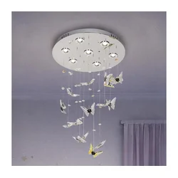 LED kristalna stropna svetiljka MURU LED/24W/230V prečnik 40 cm sjajni hrom + daljinski upravljač
