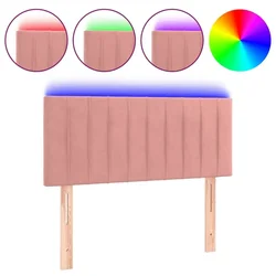Vidaxl LED posteljno vzglavje roza 100x5x78/88 cm žamet