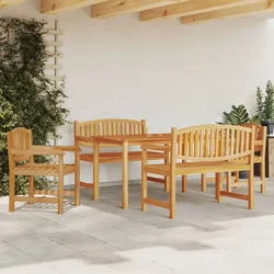 5-dijelni vrtni blagovaonski set od masivne tikovine