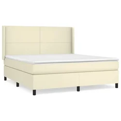 Vidaxl Box spring postelja z vzmetnico krem 180x200 cm umetno usnje