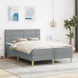 Okvir kreveta s madracem Svijetlo siva 120 x 190 cm tkanina