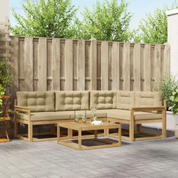 Set vanjskih sofa 5 pcs Bijela i bež 79 x 79 x 37 cm Poliester