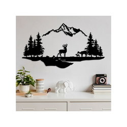 Wallity Dekorativni metalni zidni ukras Deer And Landscape