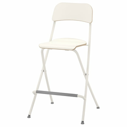 FRANKLIN Barska stolica s nasl.,sklopiva, visina radne ploče bela/bela, 63 cm