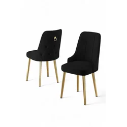 Hanah Home Set stolica Newa, 46x94x46 cm, 6 komada, Crno-zlatne boje