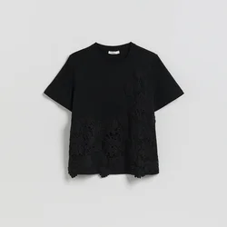 Reserved - T-shirt sa čipkanom aplikacijom