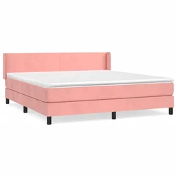 Greatstore Box spring postelja z vzmetnico roza 160x200 cm žamet