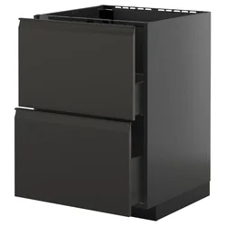 METOD / KNIVSHULT Pod.element sudop. i 2front/2fioke, Crnosiva/Upplöv boja antracita, mat, 60x60 cm
