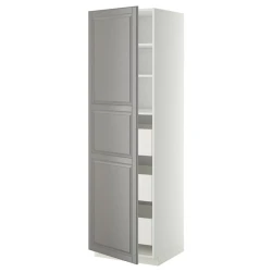 METOD / MAXIMERA Visoki element s fiokama, bela/Bodbyn siva, 60x60x200 cm