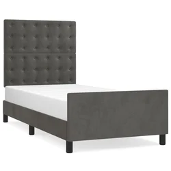 Vidaxl Posteljni okvir brez vzmetnice temno siv 90x190 cm žamet